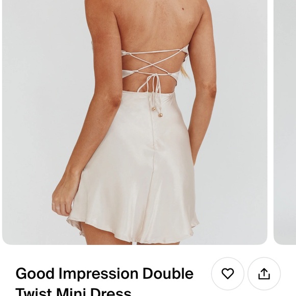 Beige Double Twist Mini Dress - Picture 2 of 2